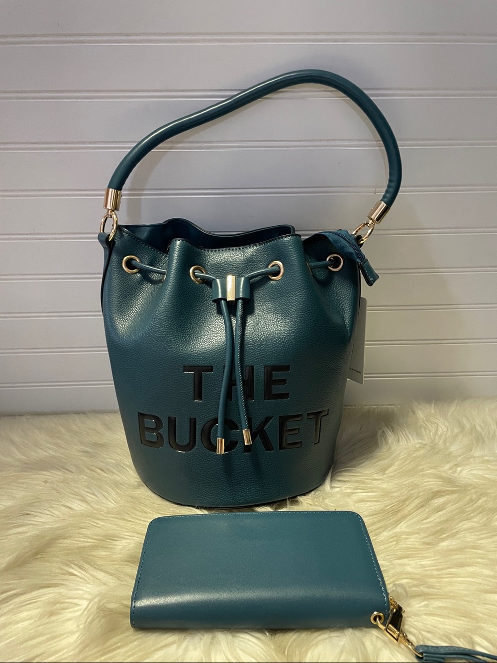 The Bucket Teal Blue Bucket Bag